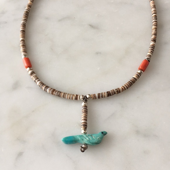 Jewelry - Vintage 70’s Liquid Silver Turquoise, Olive Heishi